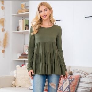 Dark Olive  Long Sleeve Top